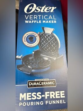 Oster Blue and Silver Vertical Waffle Maker